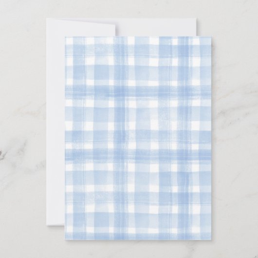 Blue Gingham Hydrangea Blume Vielen Dank Dankeskarte (Rückseite)