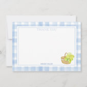 Blue Gingham Hydrangea Blume Vielen Dank Dankeskarte (Vorderseite)