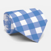 Blue Gingham in Classic White Checkered Krawatte (Gerollt)