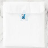 Blue Gingham Jackrabbit Monogram Letter J Stern-Aufkleber (Tasche)