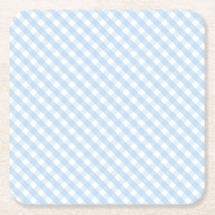 Blue Gingham Junge Baby Party Dusche Dekoration Pa Rechteckiger Pappuntersetzer