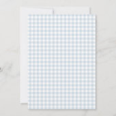 Blue Gingham Junge Elefant Erster Geburtstag Einladung (Rückseite)