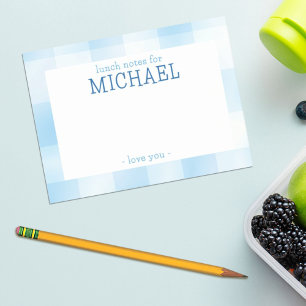 Blue Gingham Kariert Kids Personalisierte Mittagsh Post-it Klebezettel