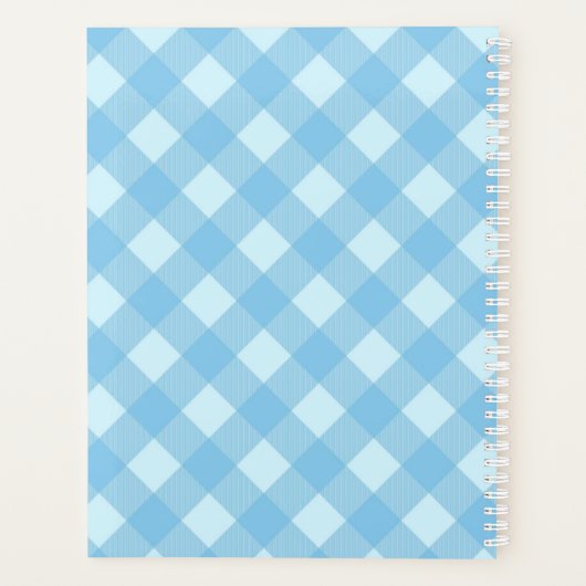 Blue Gingham Kariert Monogram und Name Personalisi Planer (Rückseite)