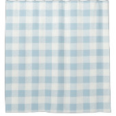 Blue Gingham Kariert Pattern Coastal Dusche Vorhan Duschvorhang (Vorderseite)