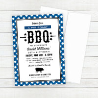 Blue Gingham Kariert Pig Roast GRILLEN Birthday Pa