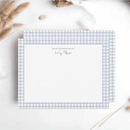 Blue Gingham Karo Baby Boy Flat Vielen Dank Dankeskarte