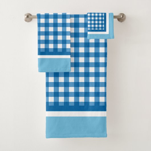 Blue Gingham Karo Badhandtuch Set (Insitu)