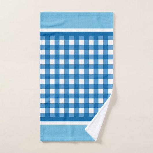 Blue Gingham Karo Badhandtuch Set (Handtuch)