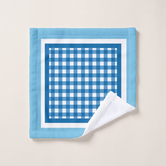 Blue Gingham Karo Badhandtuch Set (Waschlappen)