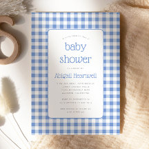Blue Gingham Karo Boy Baby Shower