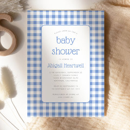 Blue Gingham Karo Boy Baby Shower Einladung