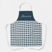 Blue Gingham Karo Erwachsene Personalisierte Koche Schürze (Vorderseite)