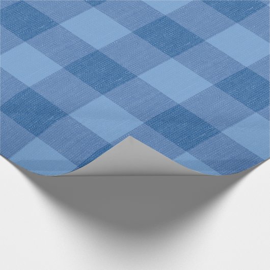 Blue Gingham Karo Geschenkpapier (Ecke)