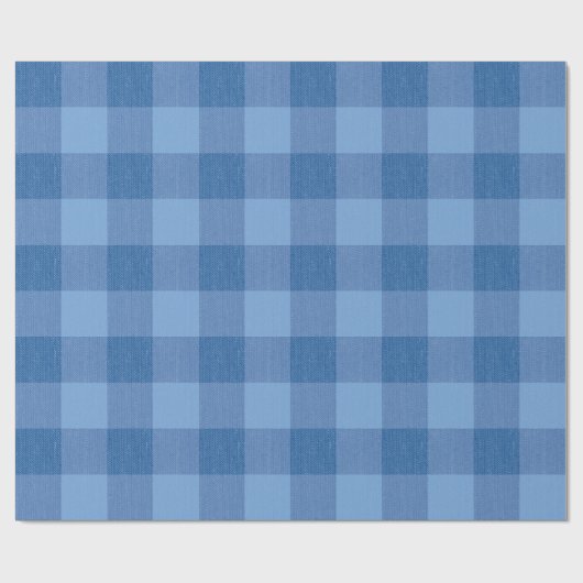 Blue Gingham Karo Geschenkpapier (Flach)