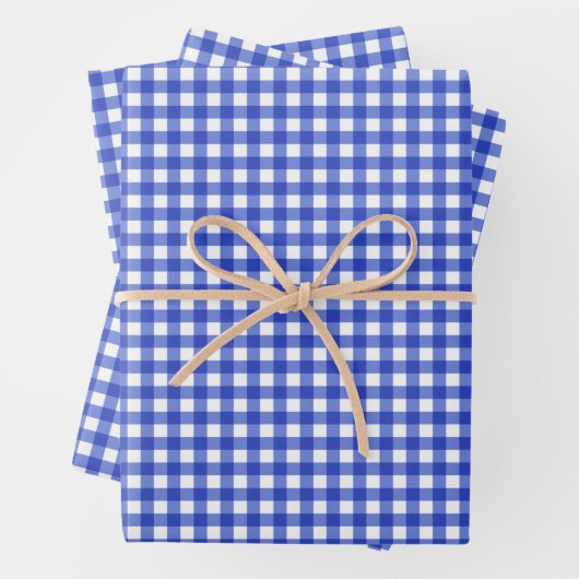 Blue Gingham Karo Geschenkpapier Set (Beispiel)