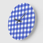 Blue Gingham Karo Große Wanduhr (Winkel)