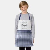Blue Gingham Karo Kind personalisiert kochen Schürze (Getragen)