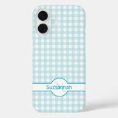 Blue Gingham Karo Mit Monogramm Custom Case Mate (Rückseite)