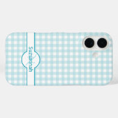 Blue Gingham Karo Mit Monogramm Custom Case Mate (Rückseite (Horizontal))