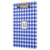 Blue Gingham Karo Monogram Clipboard Klemmbrett (Links)