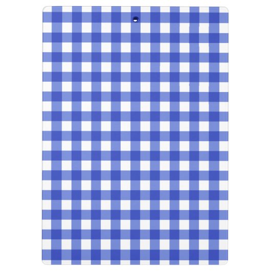 Blue Gingham Karo Monogram Clipboard Klemmbrett (Rückseite)