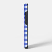 Blue Gingham Karo Monogram iPhone Hülle (Linke Seite)