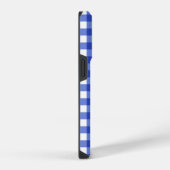 Blue Gingham Karo Monogram iPhone Hülle (Rechte Seite)