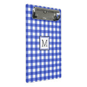 Blue Gingham Karo Monogram Mini Klemmbrett (Schrägansicht)