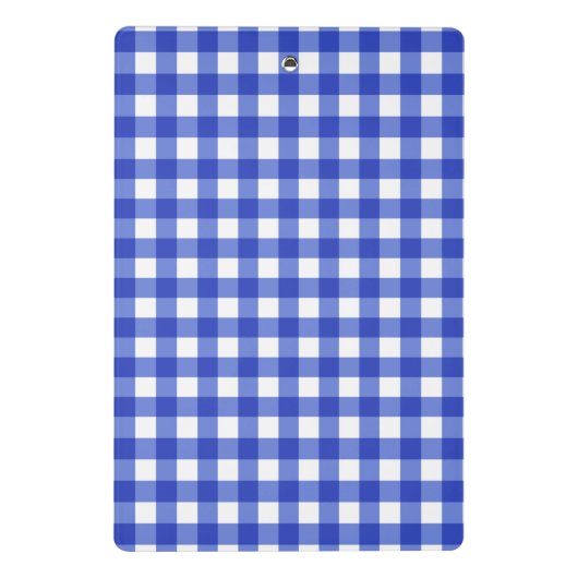 Blue Gingham Karo Monogram Mini Klemmbrett (Rückseite)