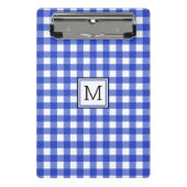 Blue Gingham Karo Monogram Mini Klemmbrett (Vorderseite)