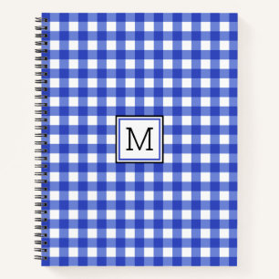 Blue Gingham Karo Monogram Notizblock