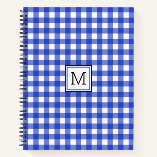 Blue Gingham Karo Monogram Notizblock (Vorderseite)
