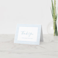 Blue Gingham Karo Personal Stationery Danke, C