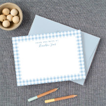 Blue Gingham Karo Personal Stationery