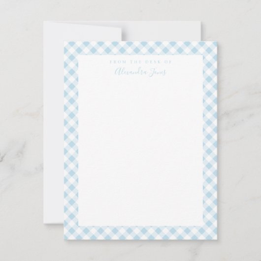 Blue Gingham Karo Personal Stationery Note Card Dankeskarte (Vorderseite)