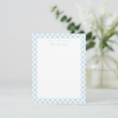 Blue Gingham Karo Personal Stationery Note Card Dankeskarte (Stehend Vorderseite)