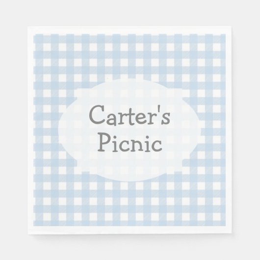 Blue Gingham Karo Print Picnic Party Napkin Serviette (Vorderseite)