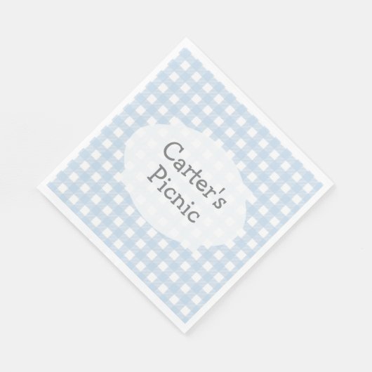 Blue Gingham Karo Print Picnic Party Napkin Serviette (Ecke)