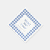 Blue Gingham Karo Rustic Boys Baby Showroom Serviette (Ecke)