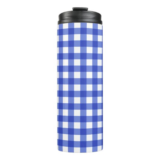 Blue Gingham Karo Thermosbecher (Vorderseite)