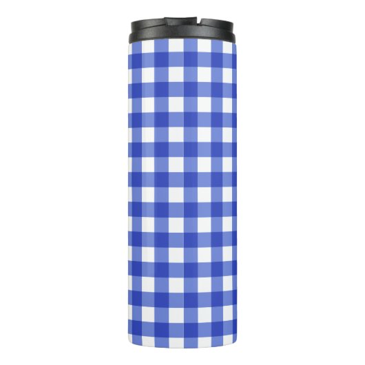 Blue Gingham Karo Thermosbecher (Rückseite)