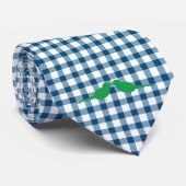 Blue Gingham Kelly Green Love Birds Trauzeuge Kraw Krawatte (Gerollt)