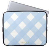 Blue Gingham Laptop Sleeve 15" Personalisiert (Vorderseite)