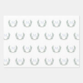 Blue Gingham Laurel Wappen Geschenkpapier Set (Vorderseite 2)