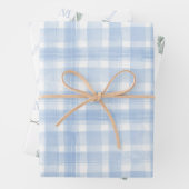 Blue Gingham Laurel Wappen Geschenkpapier Set (Beispiel)