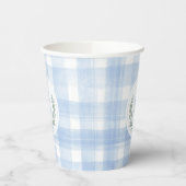 Blue Gingham Laurel Wappen Pappbecher (Links)