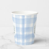 Blue Gingham Laurel Wappen Pappbecher (Rechts)