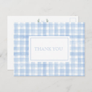 Blue Gingham Laurel Wappen Vielen Dank Postkarte