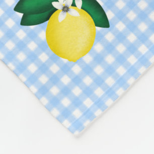 Blue Gingham Lemon Blossom Fleecedecke